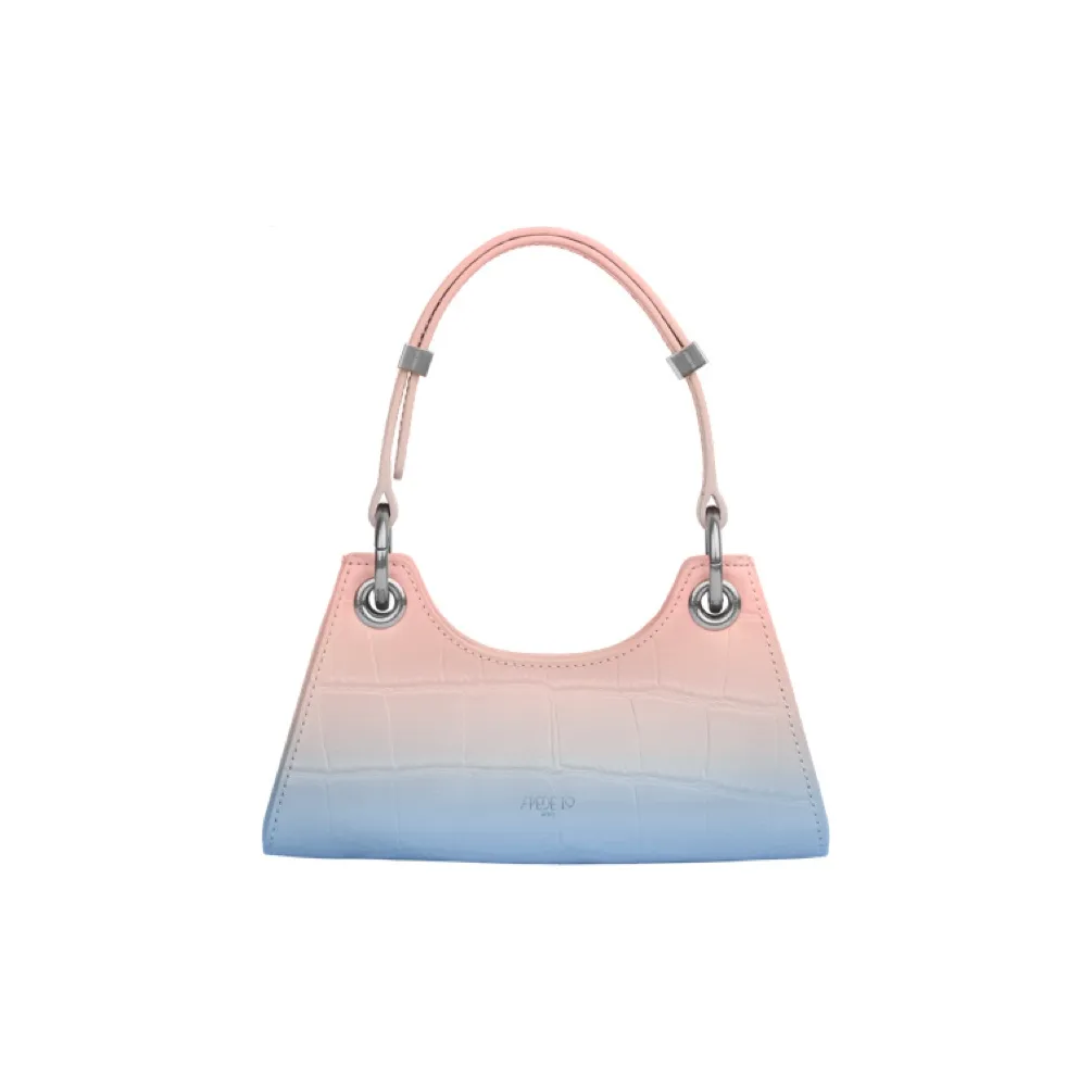 APEDE MOD Crocodile Pattern Cow Leather Frog Bag Handbag Mini Women's Rainbow Gradient