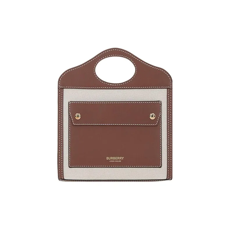 Burberry Cotton Canvas With Leather Pocket Bag Handbag Crossbody Bag Shoulder Bag Mini Women
s Brown