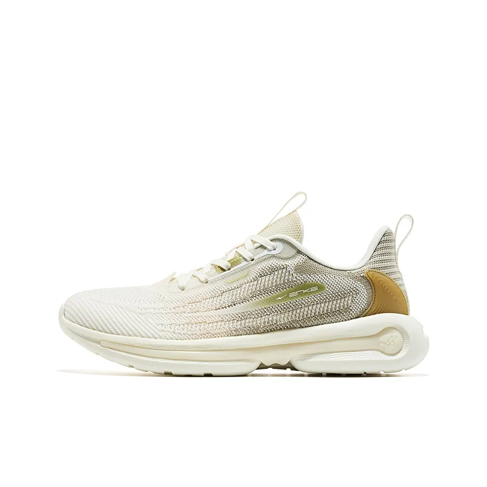 Erke Cushioned Slip-Resistant Low-Top Running Shoes Men's White Gold