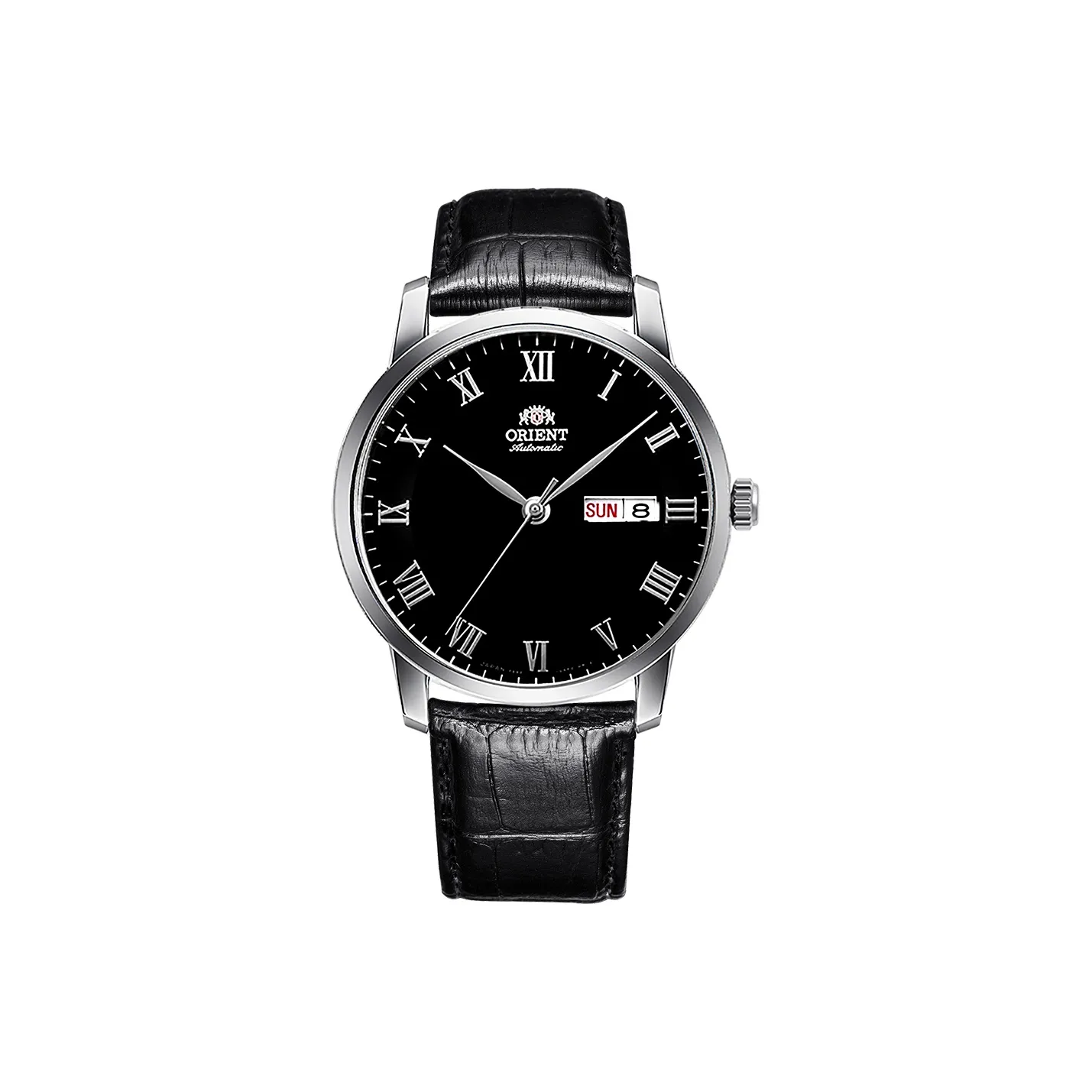 ORIENT Автоматический Механический Механизм Кожаный Ремешок Часы 39,5 мм Мужские Часы Черный Циферблат RA AA0A05B0BD