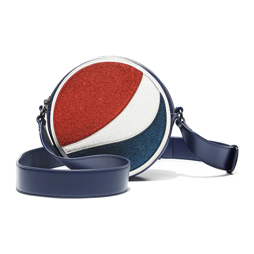 Pepsi Кожа Маленькая Круглая Сумка Сумка через плечо Стандартная Унисекс Глубокое море Синий