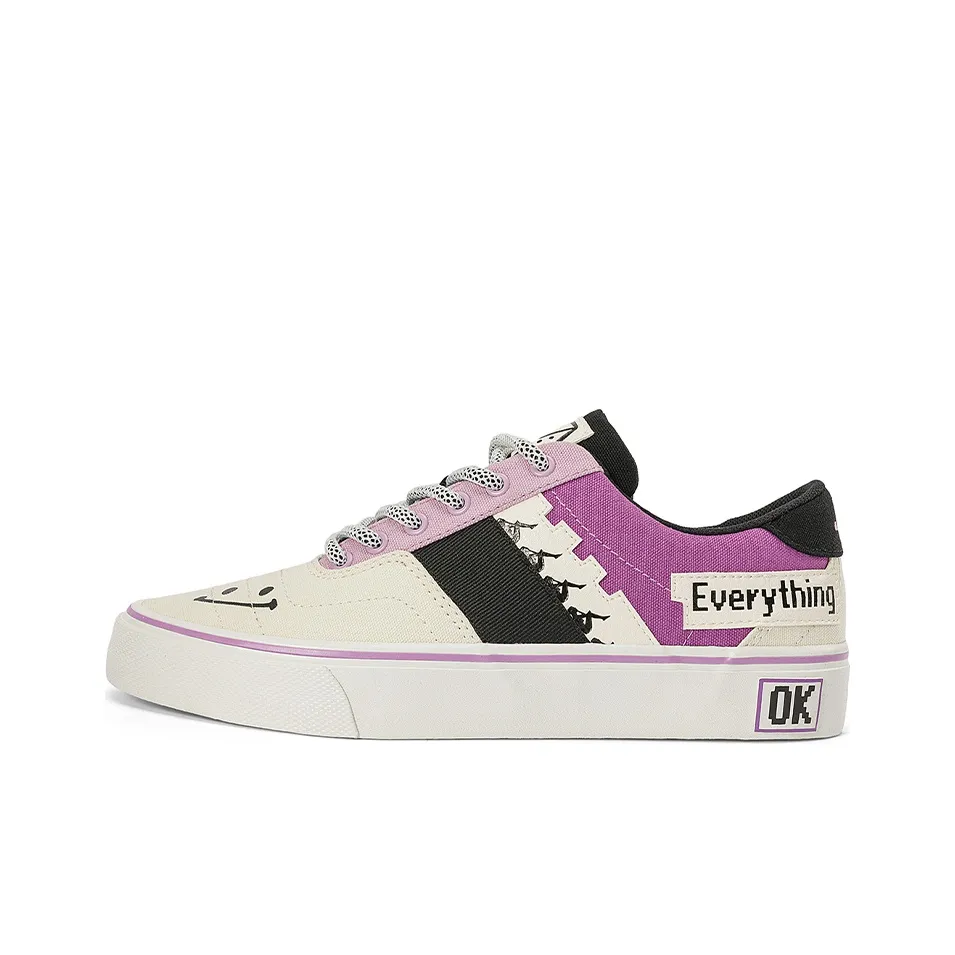 Kappa Abrasion Resistant Low Top Skateboard Shoes Unisex White Purple Black