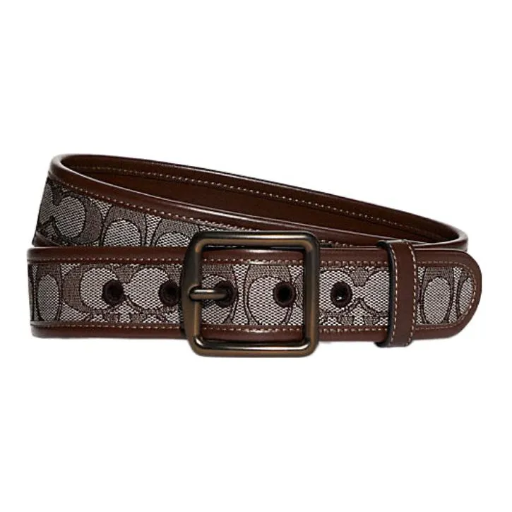 COACH Cow Leather Belts Men's Brown Width 3.8cm