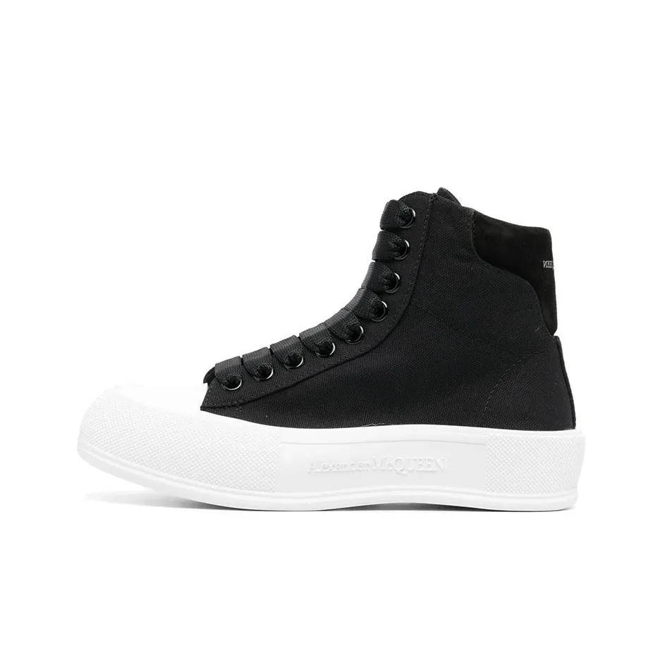 Alexander McQueen High Top Deck Skate Plimsoll Shoes 'Black White' Women's
