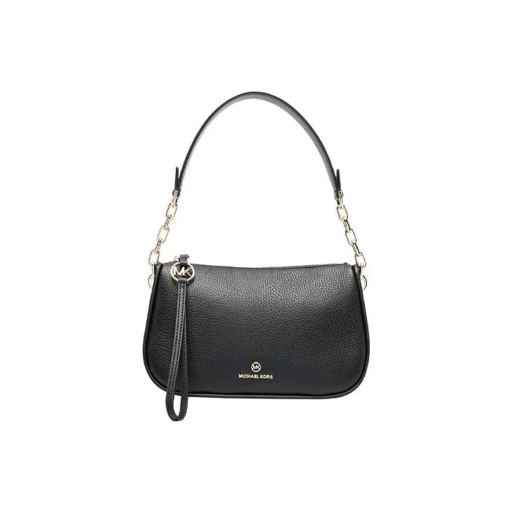 MICHAEL KORS Jet Set Charm Cow Leather MK Shoulder Bag, Crossbody Bag Women's Black