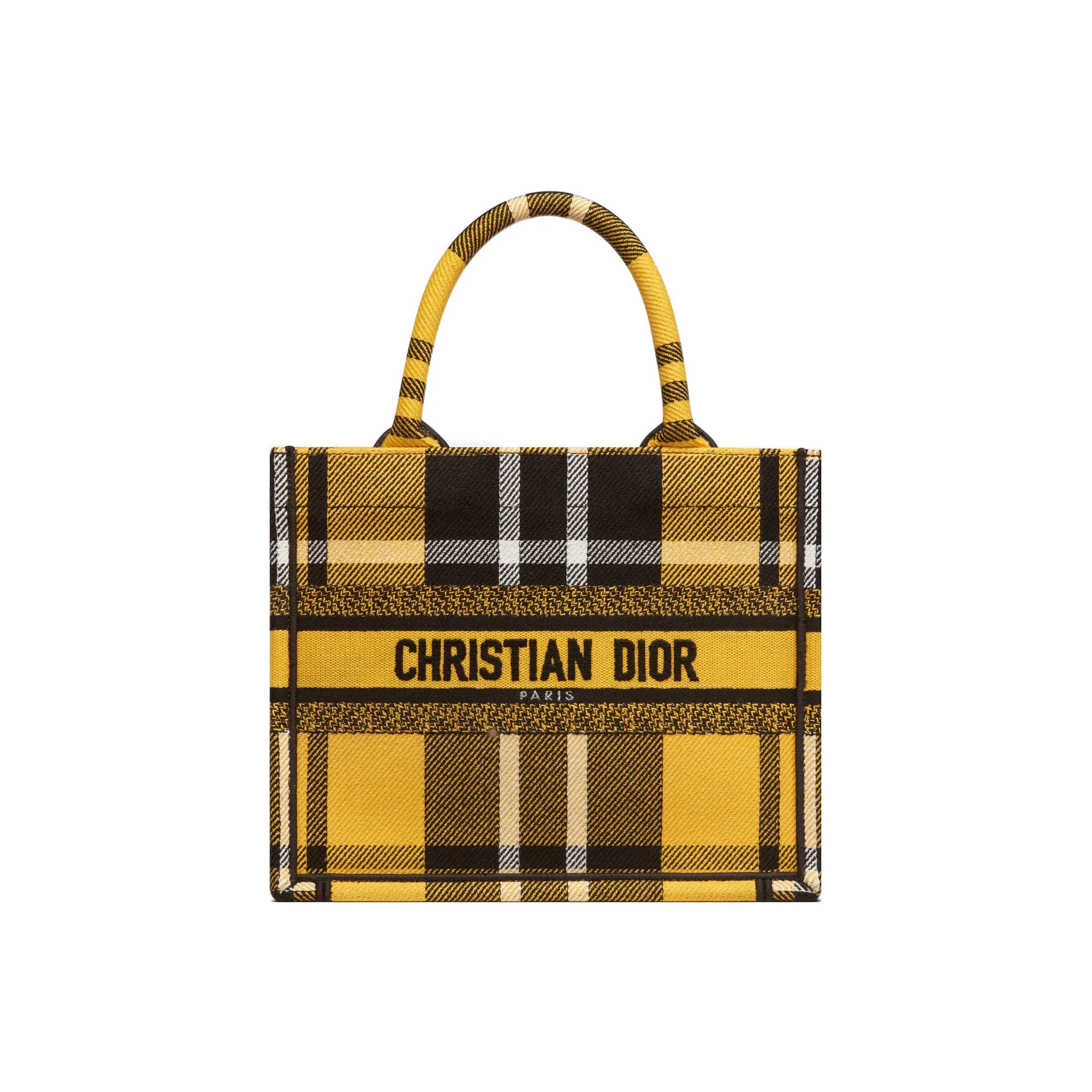 DIOR BookTote Embroidery Tote Bag, Shopping Bag, Shoulder Bag, Handbag Trumpets Women's Black/Yellow