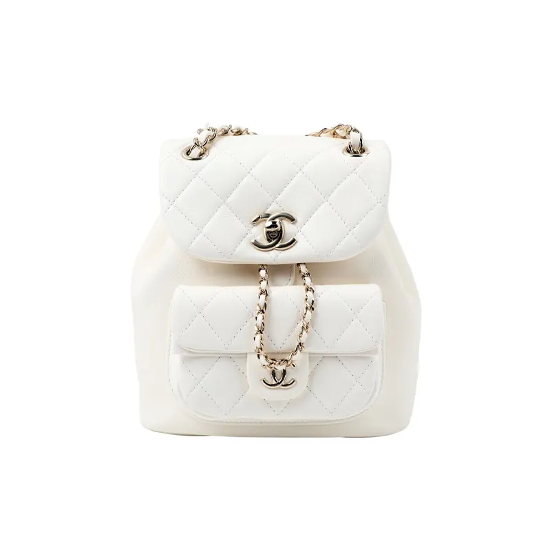 CHANEL 22A Early Fall Duma Sheepskin Backpack Women's White