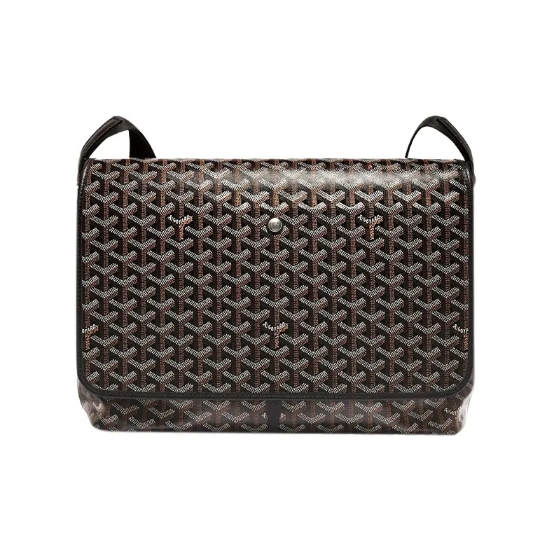 GOYARD CAPETIEN Canvas With Leather Messenger Bag, Shoulder Bag, Crossbody Bag Medium Size Unisex Black