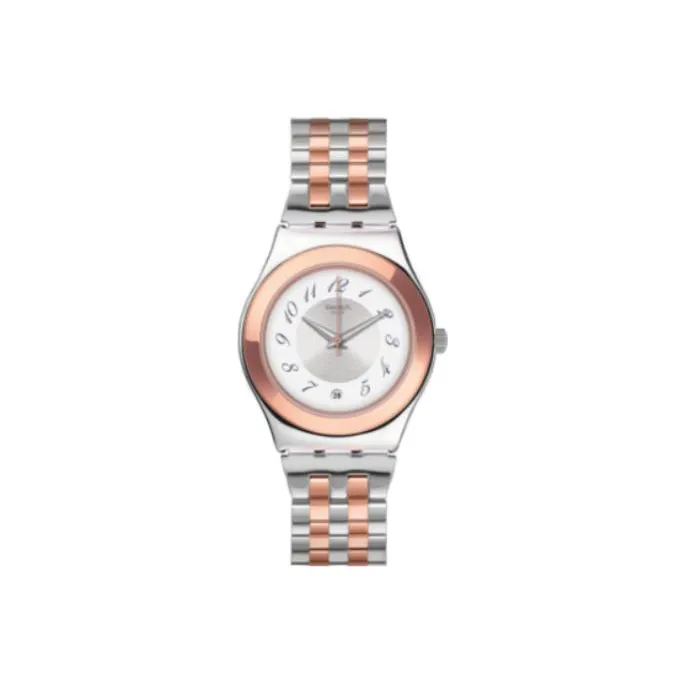 Swatch Quartz Механизм Женские часы 33 мм Серебристый циферблат Корпус из нержавеющей стали Ремешок из нержавеющей стали