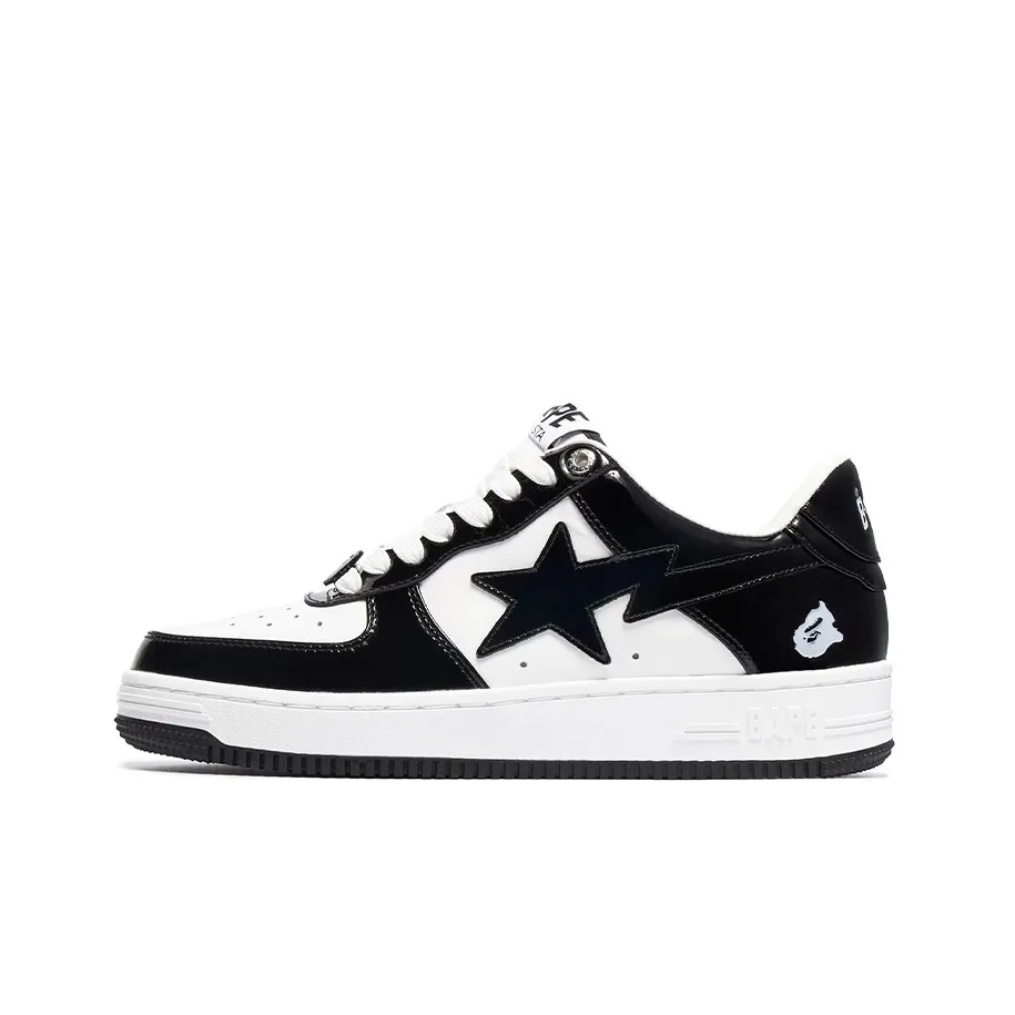 A BATHING APE Bape Sta Patent Leather Black White