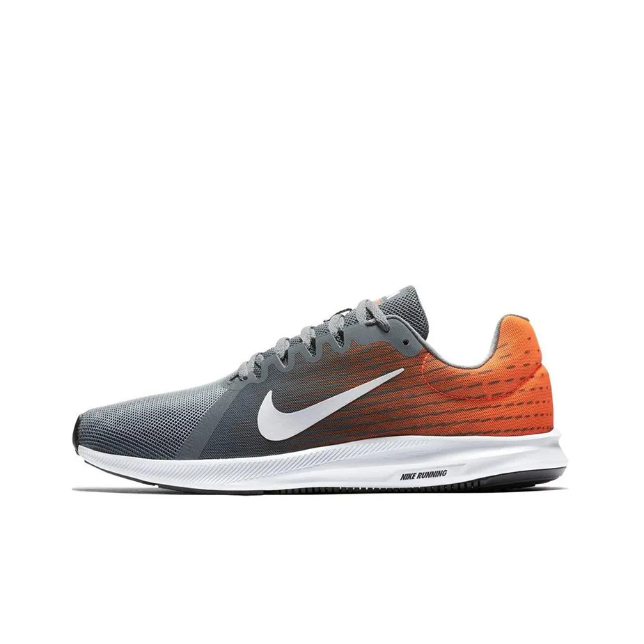 Nike Downshifter 8 Амортизирующие подошва Противоскользящие и устойчивые к истиранию Дышащие Низкие беговые кроссовки Мужские Серый Оранжевый