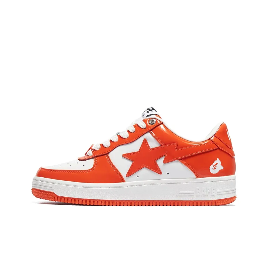 A BATHING APE Bape Sta Patent Leather Orange White