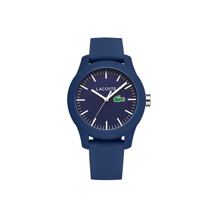 LACOSTE 12,12 Collection Женские часы Кварцевый механизм Смольный ремешок Синий циферблат