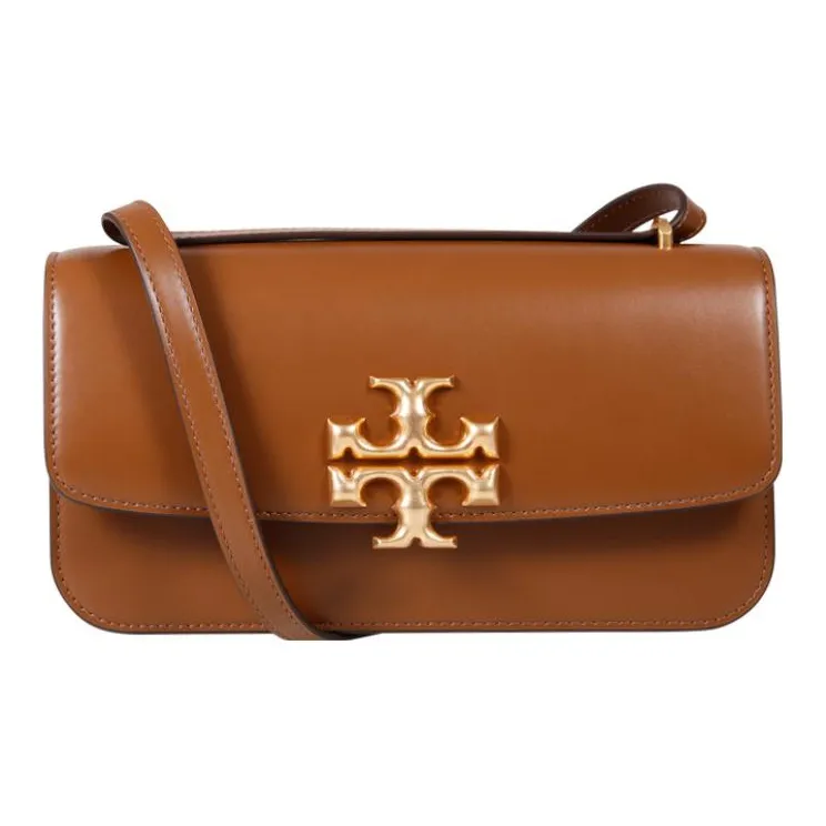 TORY BURCH Eleanor Leather Small Square Bag, Shoulder Bag, Crossbody Bag Trumpets Women's Brown