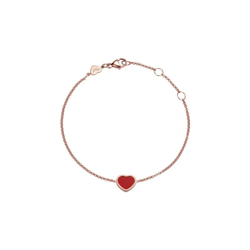 Chopard 18kt Rose Gold My Happy Heart Carnelian Bracelet
