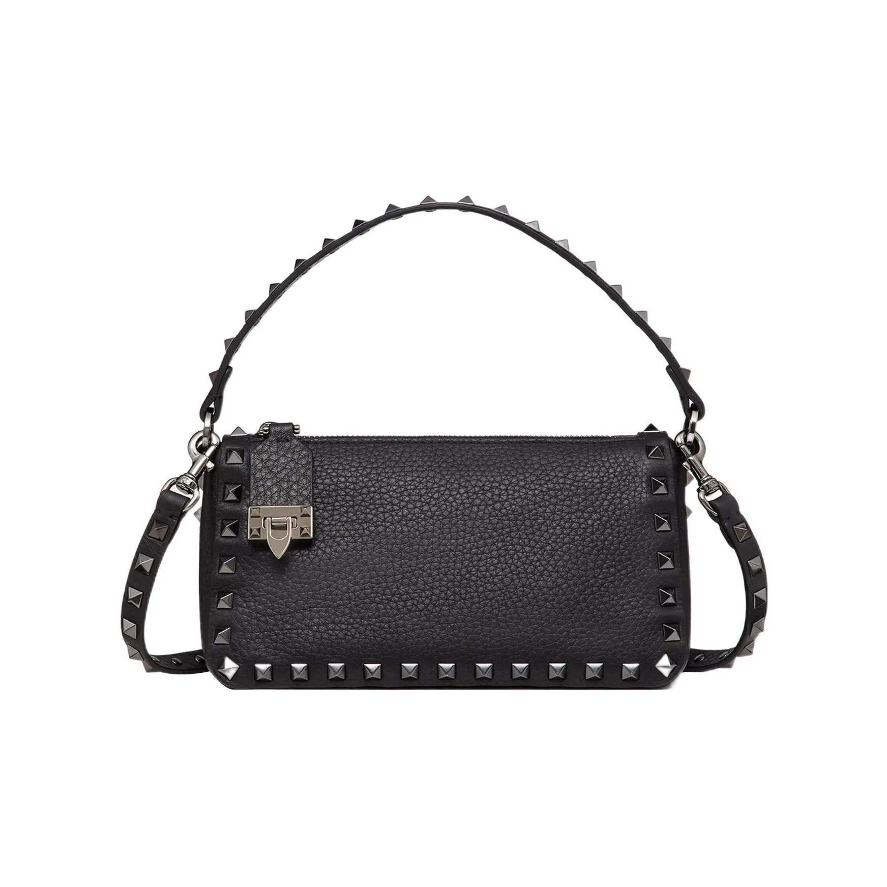 Valentino ROCKSTUD Grain Calfskin Shoulder Bag, Crossbody Bag, Handbag Trumpets Women's Black