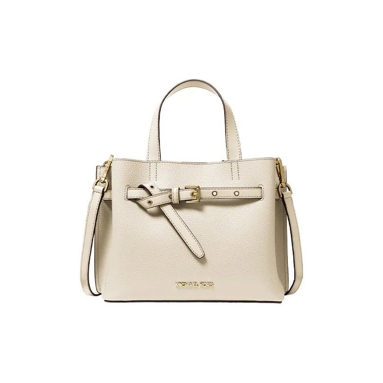 MICHAEL KORS Emilia Cow Leather Tote Bag, Shopping Bag, Commuter Bag, Crossbody Handbag Trumpets Women's Milk White