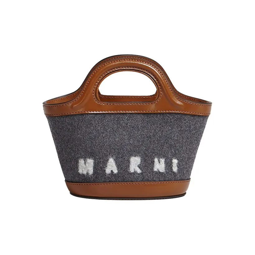 MARNI Cow Leather Tote Bag Shopping Bag Shoulder Bag Crossbody Bag Handbag Small Size Women's Gray