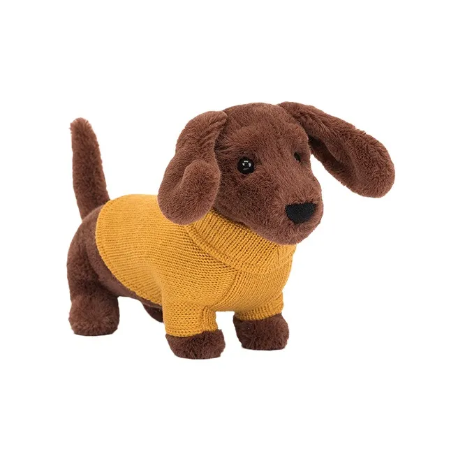 JELLYCAT Dog Collection Животные Свитер Колбаска Собака Желтая Кукла Плюшевая Кукла 14 см Высота
