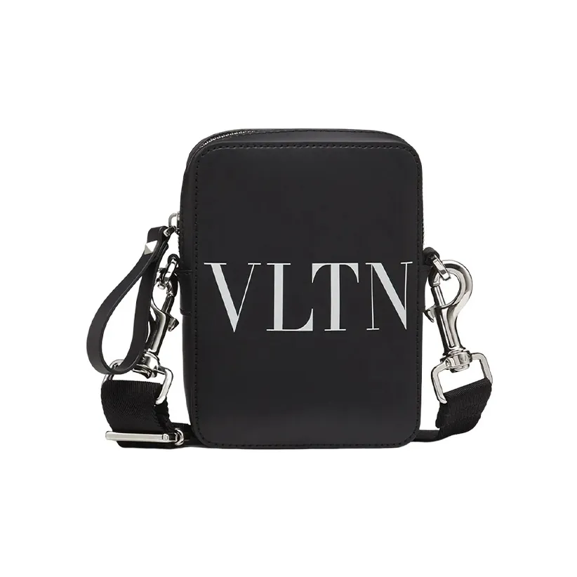 Valentino Smooth Calf Leather Portable Crossbody Bag, Shoulder Bag Men's Black