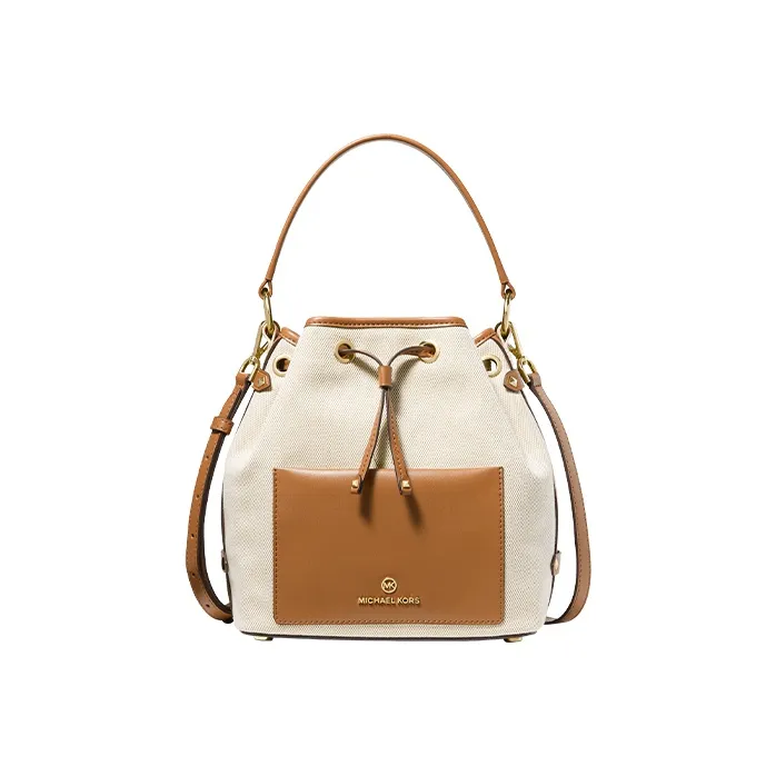 MICHAEL KORS MAEVE Ткань + Искусственная кожа Сумка через плечо Рюкзак Сумка среднего размера Женская Экрю Желтково-коричневый