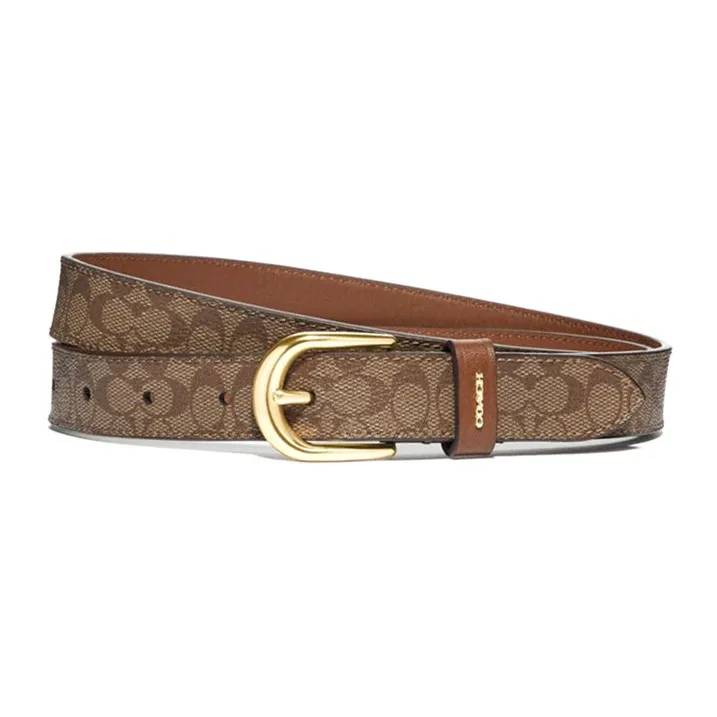 COACH Artificial Leather Belts Women's Khaki Width 2.5cm