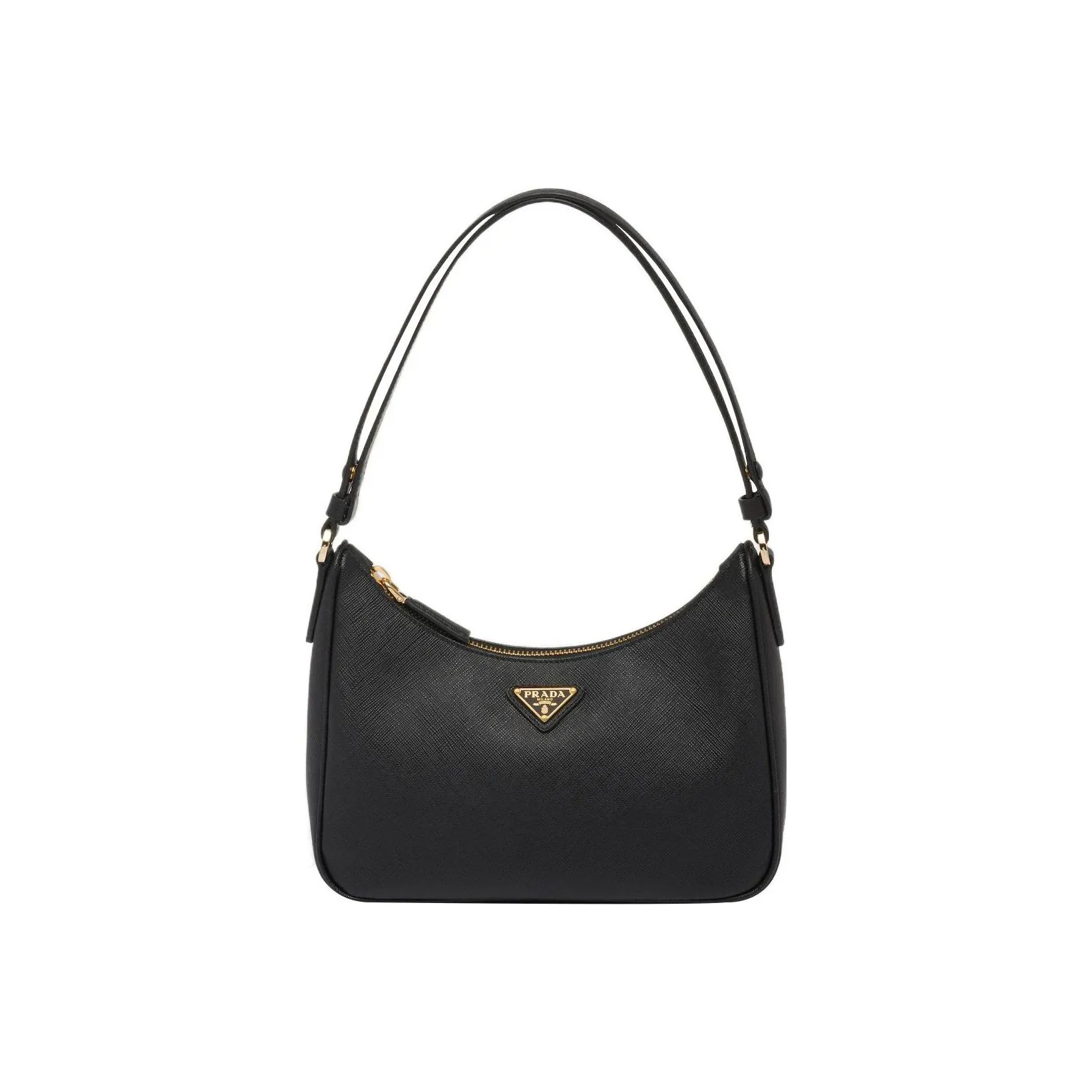 PRADA HoboSaffiano Leather Shoulder Bag, Handbag, Shoulder Bag Women's Black