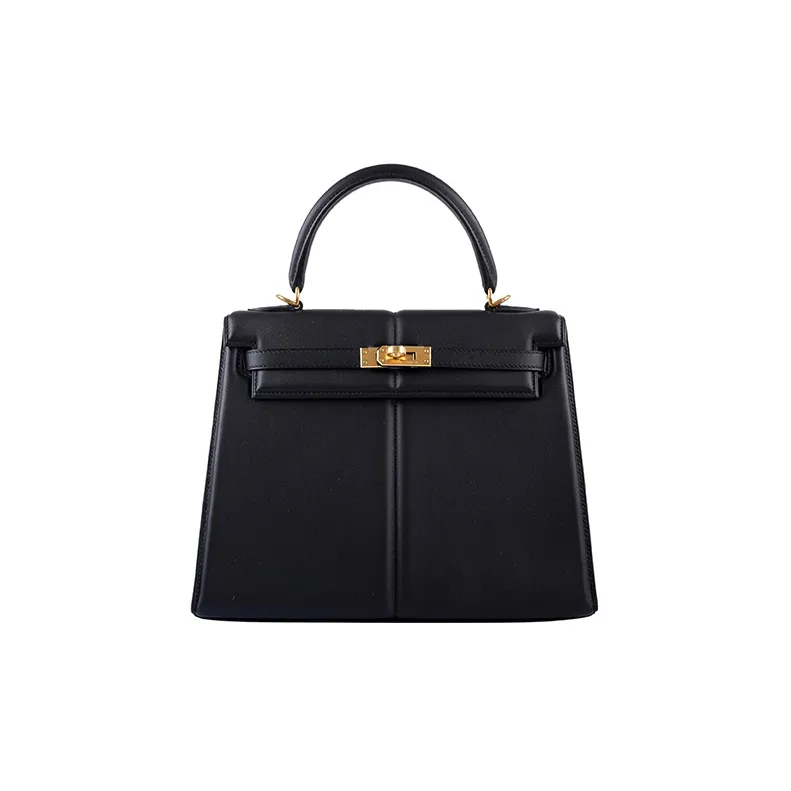 HERMES Kelly Swift Leather Kelly Bag, Shoulder Bag, Crossbody Bag, Handbag Women's 89 Noir Black