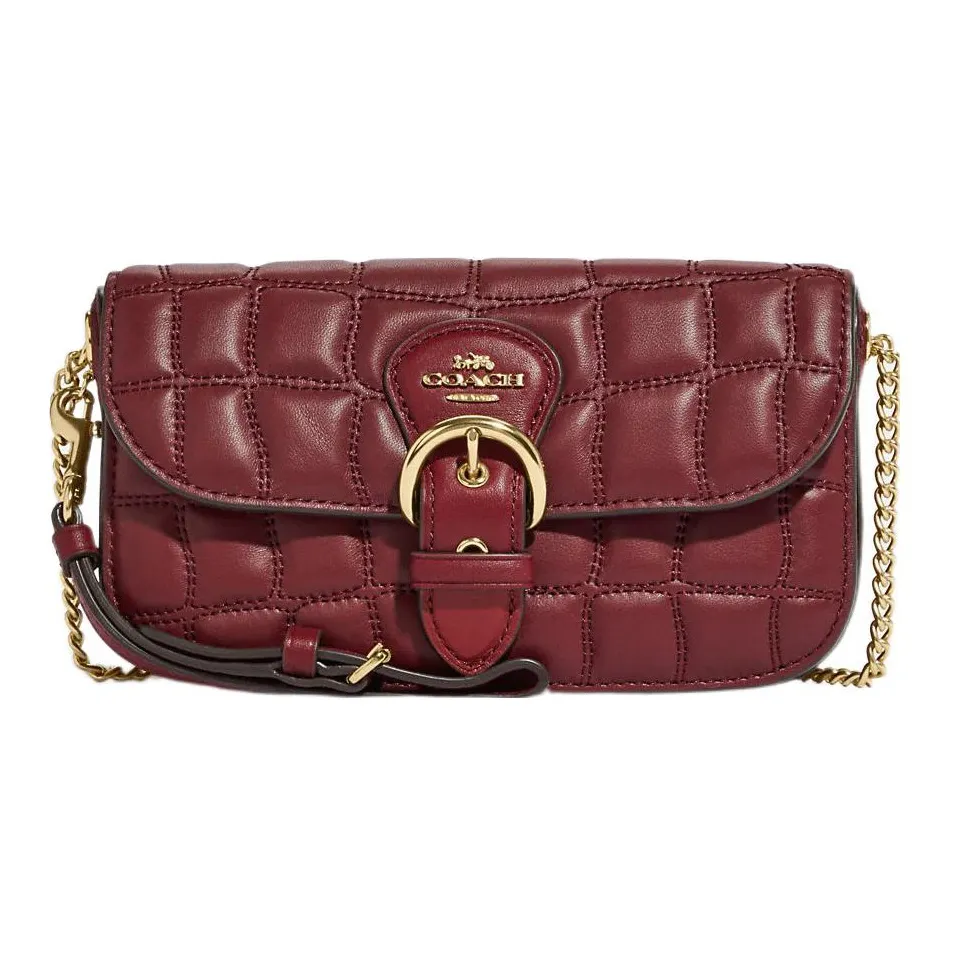 COACH Kleo Leather Shoulder Bag Crossbody Bag Small Size Women's Burgundy