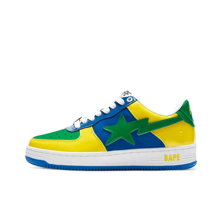 A BATHING APE STA Stylish Skateboarding Shoes Men's Green Yellow Blue