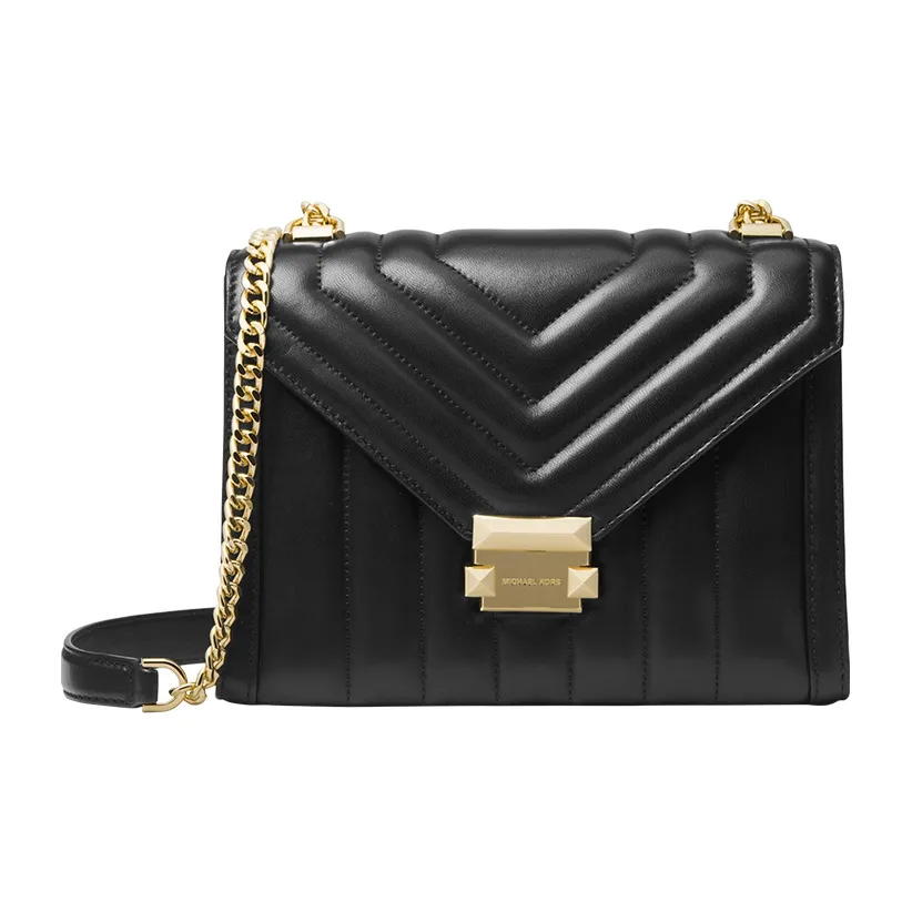 MICHAEL KORS Whitney Sheepskin Envelope Bag, Shoulder Bag, Crossbody Bag Tubas Women's Pure Black
