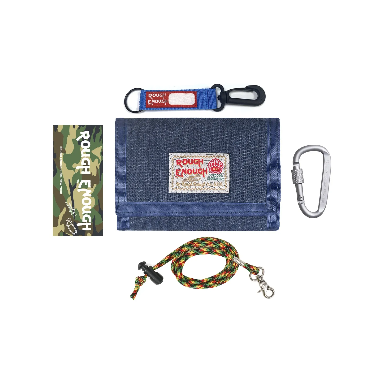 Rough Enough Canvas Bag Складная Сумка с Шнурком Держатель для Карт и Кошелек Унисекс Джинсовый Синий