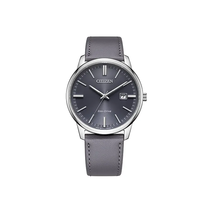 CITIZEN Ecology Drive Collection Светильник Кварцевый механизм Коровья кожа Ремешок Часы Мужские Циферблат Серый