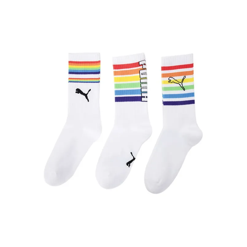 PUMA Mid Calf Socks Unisex 3 Pack White