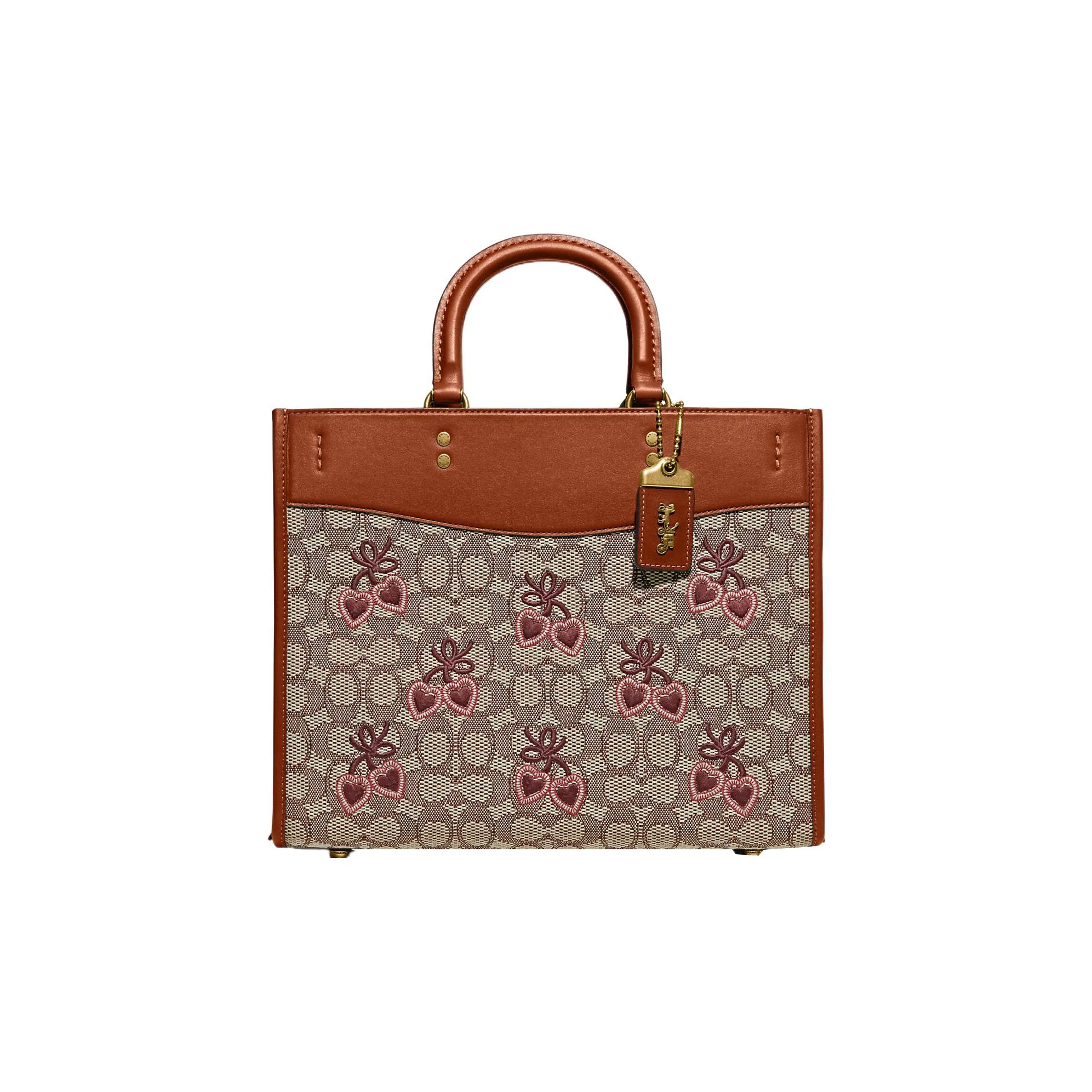 COACH Rogue Fabric With Glove Tanned Leather Handbag Shoulder Bag Crossbody Bag Large Size Women's Monogram Brown