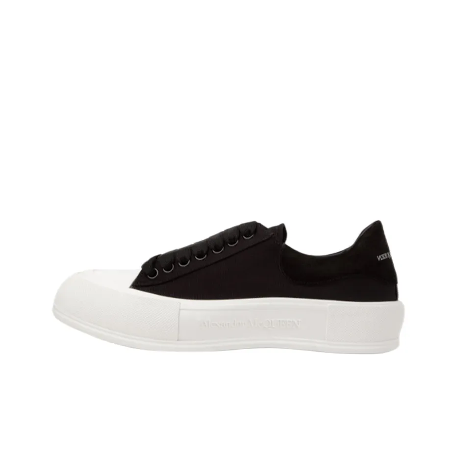 Alexander McQueen Deck Plimsoll Lace Up Trainers 'Black White'