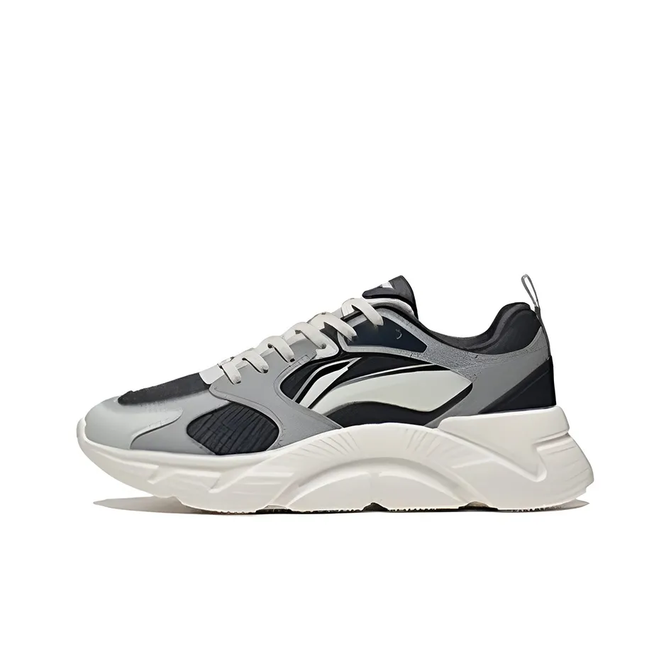 LINING Shock Absorbing Нескользящий Износостойкий Дышащий и Легкий Низкий Топ Беговые кроссовки Мужские Черные Серые