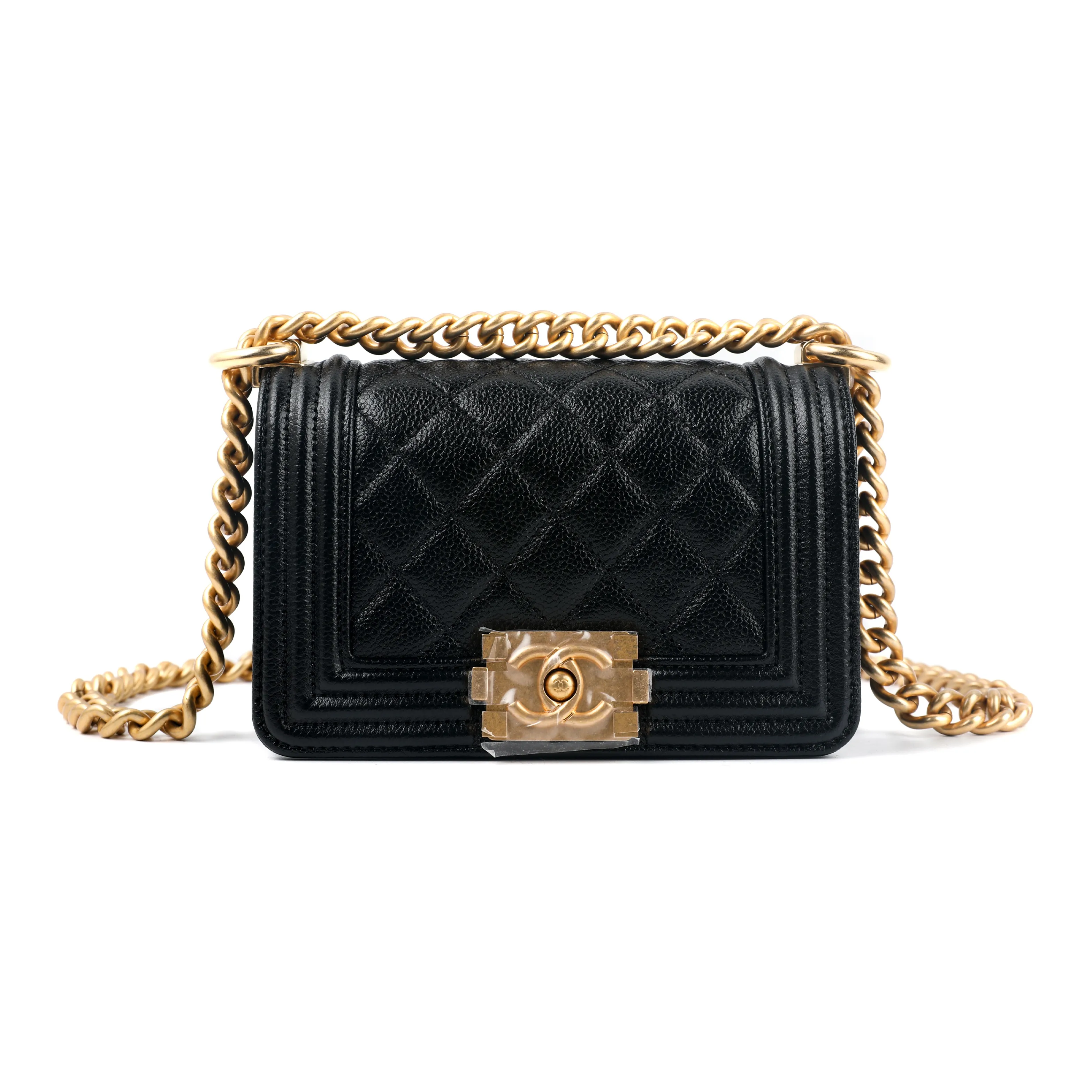 CHANEL Leboy Grain Embossed Calfskin Small Square Bag, Crossbody Bag, Shoulder Bag Mini Women's Black