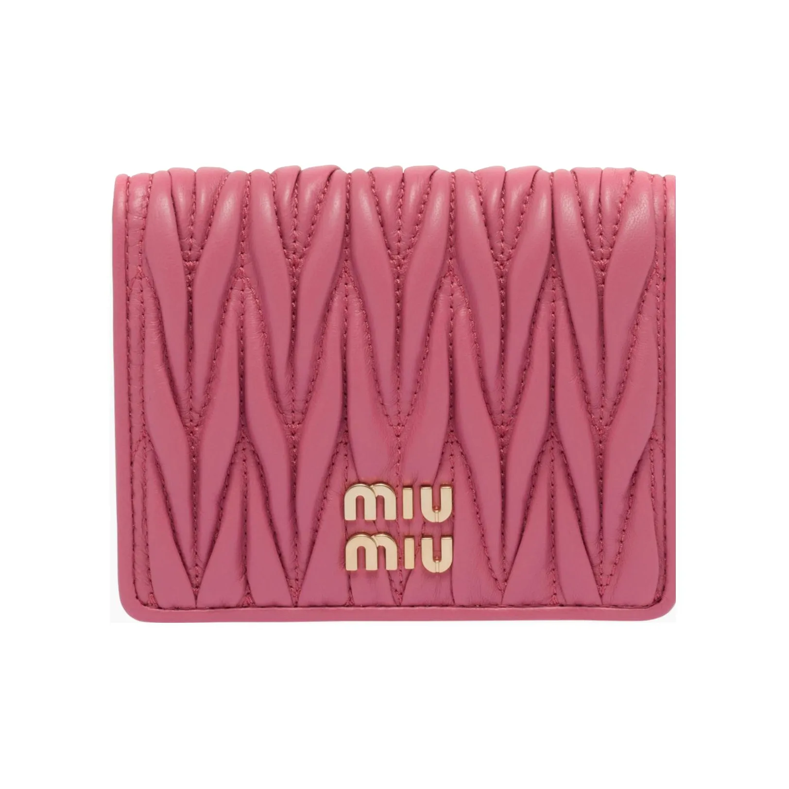 MIU MIU Matelassé Sheepskin Card Holder, Wallet Trumpets Women's Begonia Pink