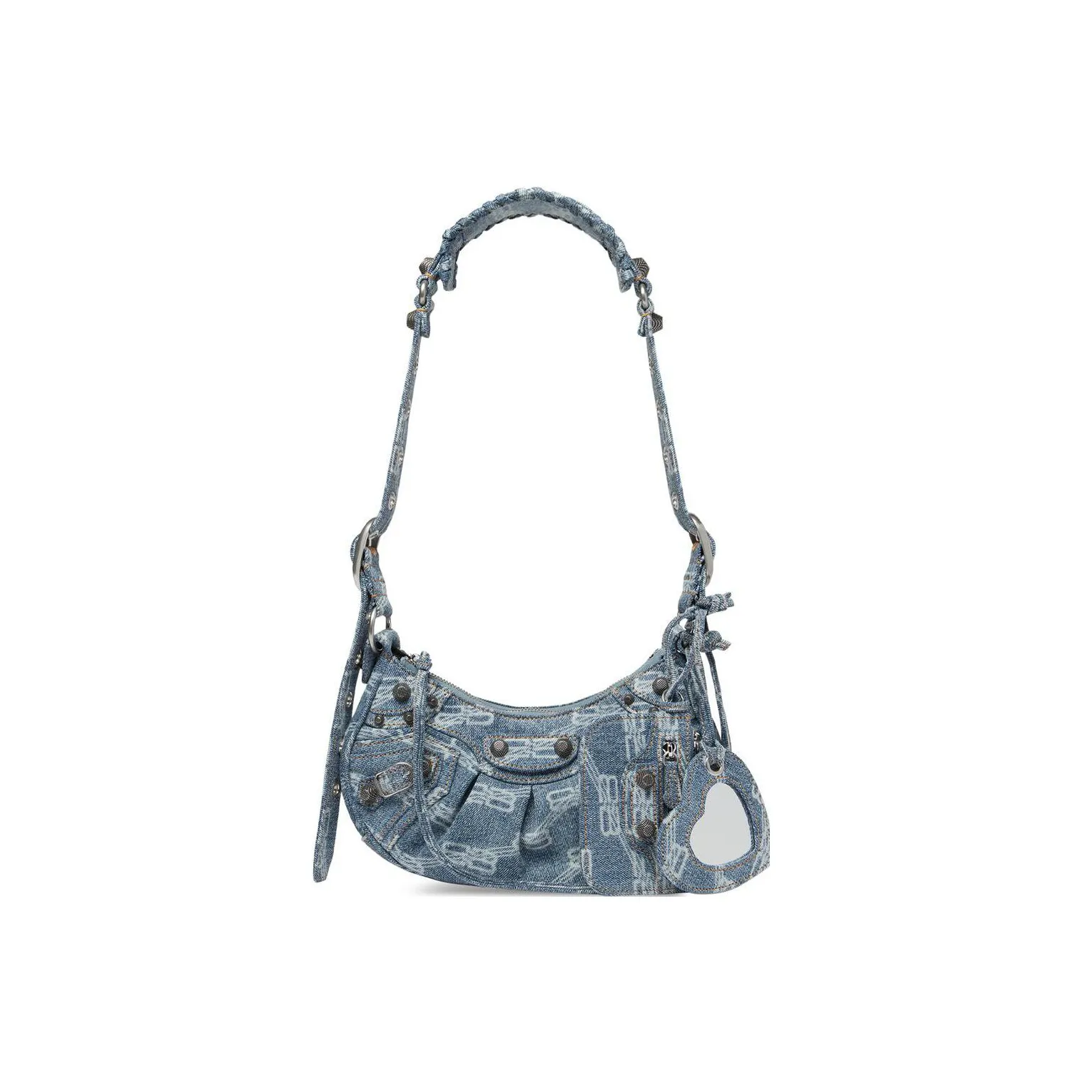Balenciaga Le Cagole Shoulder Bag Xs Bb Monogram Blue/Bleached Denim