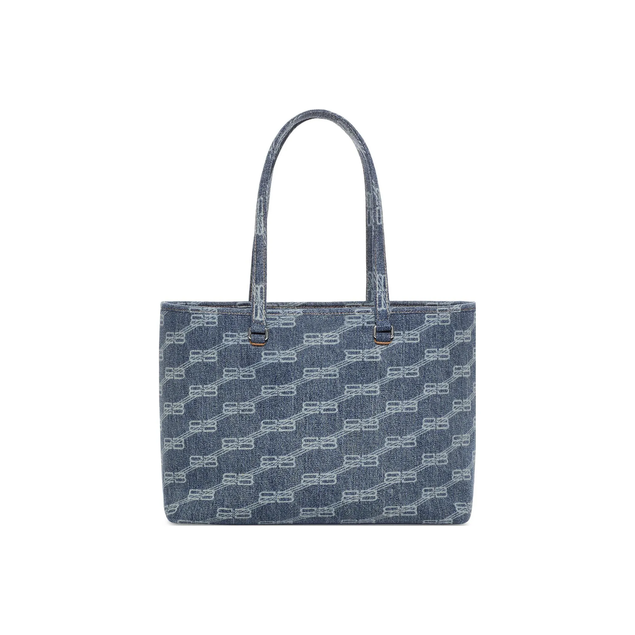 Balenciaga BB MONOGRAM Denim Tote Bag, Shopping Bag, Handbag Medium Size Women's Blue