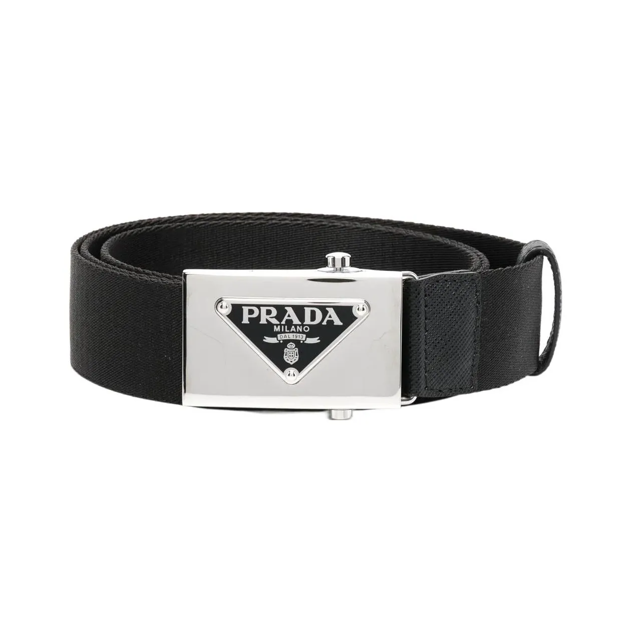 PRADA Logo Plaque Woven Belt