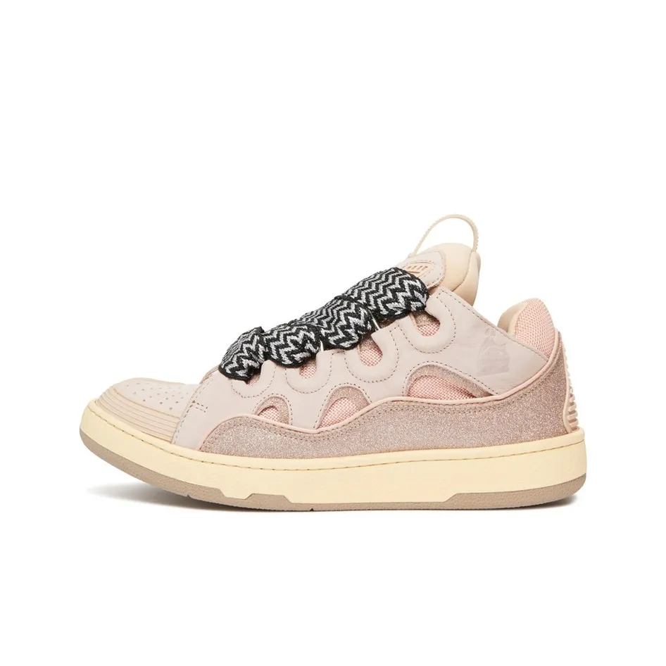 Lanvin Leather Curb Glitter Pale Pink Black White Women's