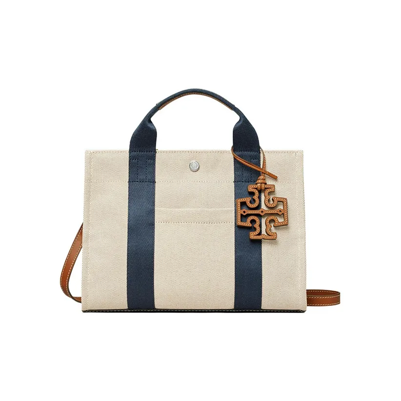 TORY BURCH Холст и кожа Комбинированная сумка-тоут сумка для покупок маленькая сумка женский натуральный бежевый