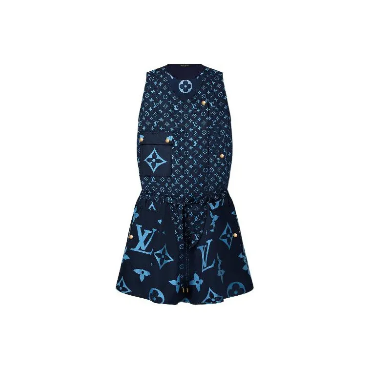 LOUIS VUITTON New Quarterly Products Of LV SS22 Sleeveless Dress Women's Blue