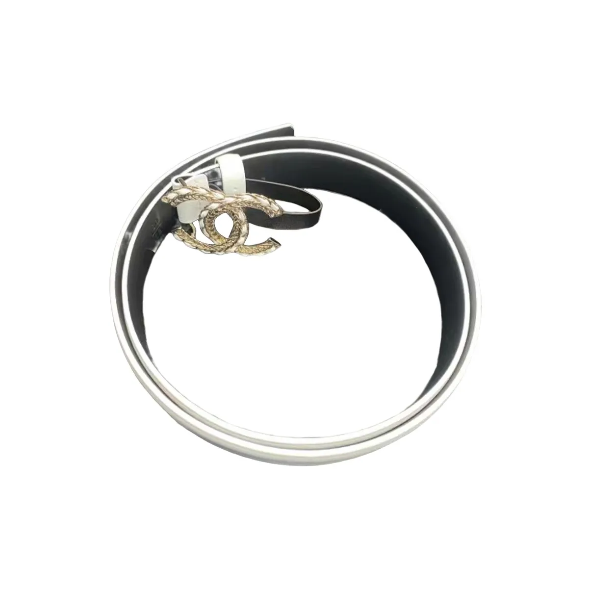 CHANEL Cow Leather Belts Unisex White 