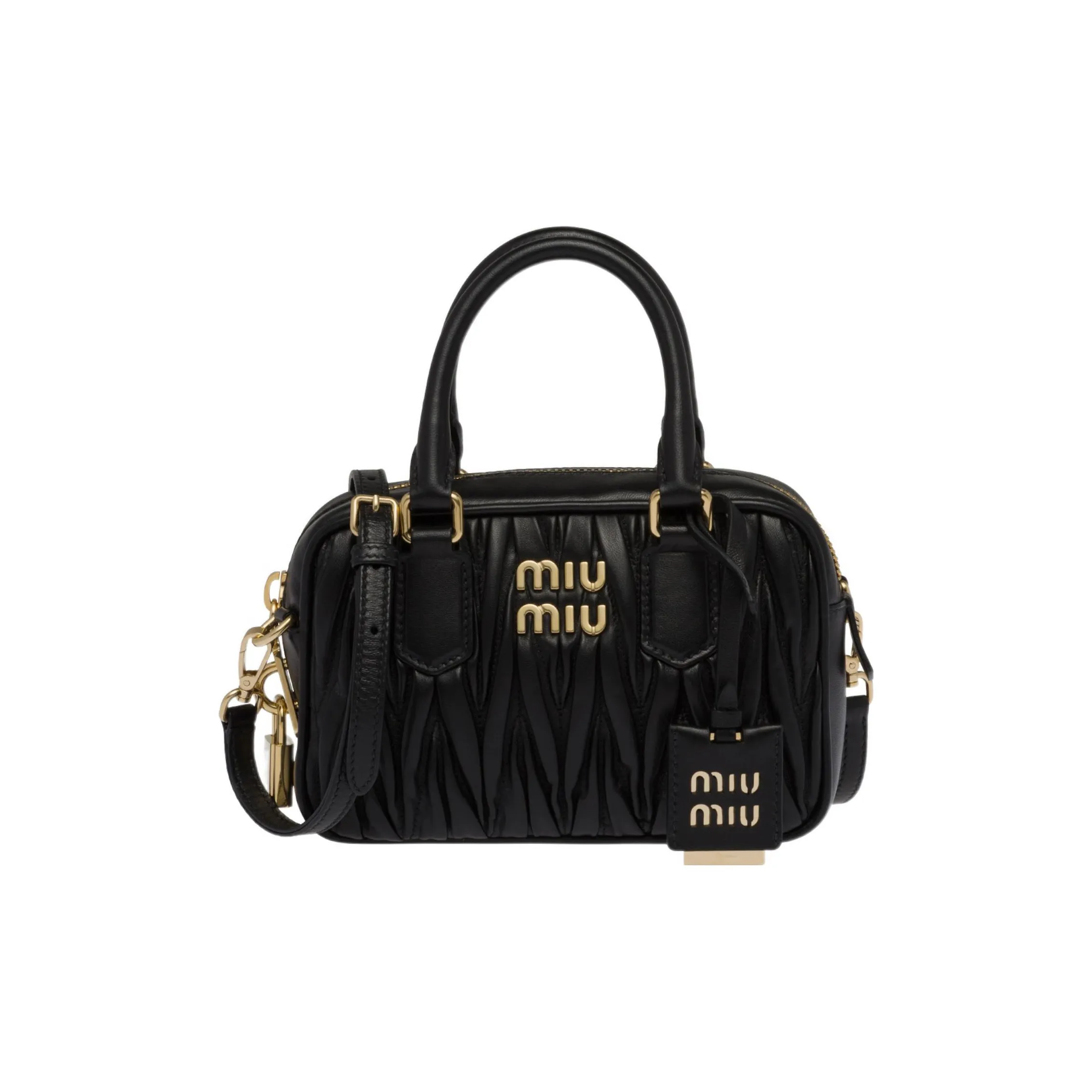 MIU MIU Matelasse Nappa Leather Top Handle Bag Black