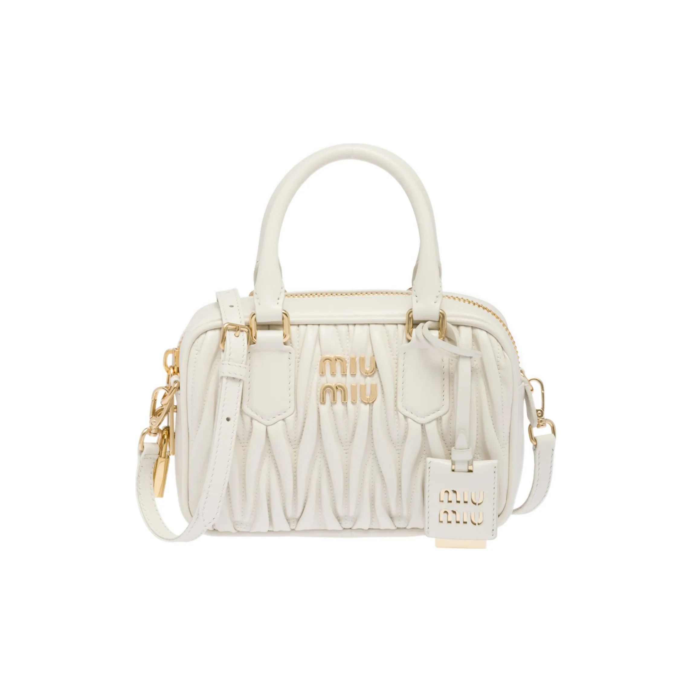MIU MIU Matelasse Nappa Leather Top Handle White