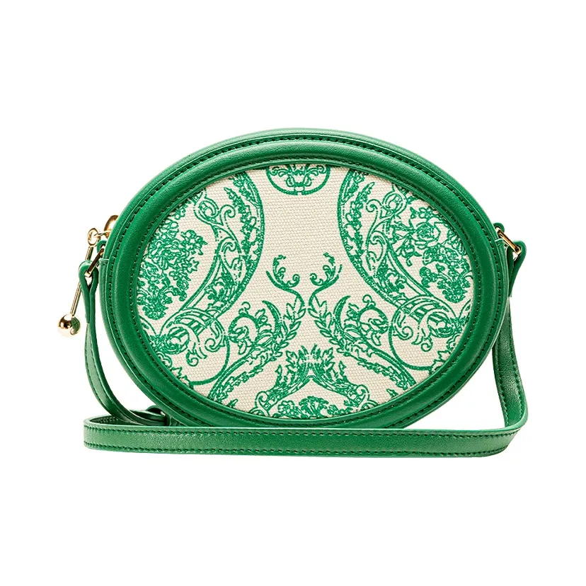 VANESSA HOGAN Монограмма Коровья кожа Круглая сумка Сумка на плечо Стандартная Женская Зеленая