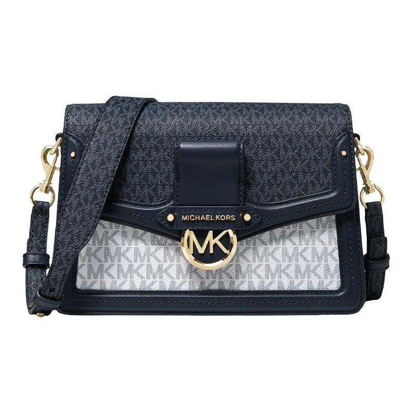 MICHAEL KORS Jessie Leather Messenger Bag Shoulder Bag Crossbody Bag Medium Size Women's Navy